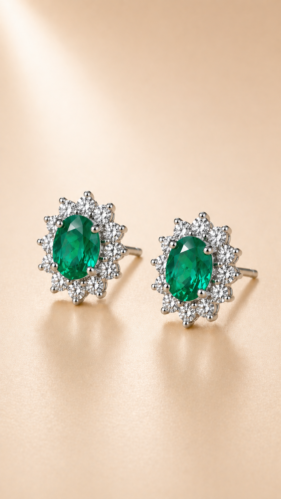 Emerald Earrings - 925 Silver
