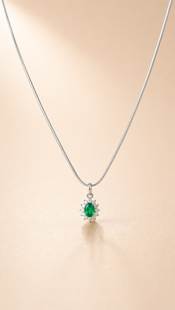 Emerald Necklace - 925 Silver