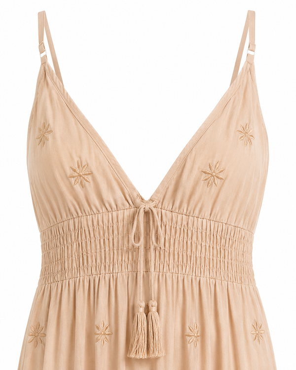 Embroidered Sand Dress