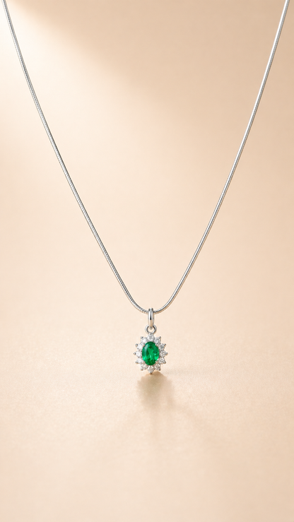 Emerald Necklace - 925 Silver