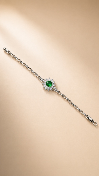 Emerald Star Bracelet - 925 Silver