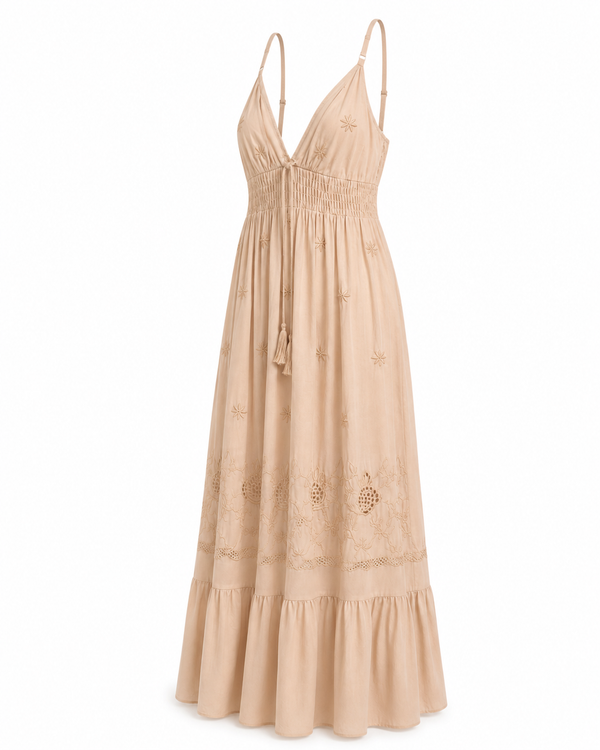 Embroidered Sand Dress