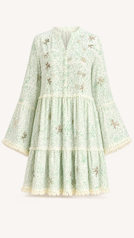 Ana Embroidered Green Dress