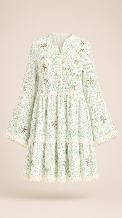Ana Embroidered Green Dress