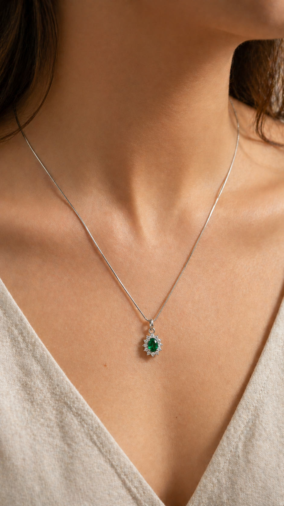 Emerald Necklace - 925 Silver
