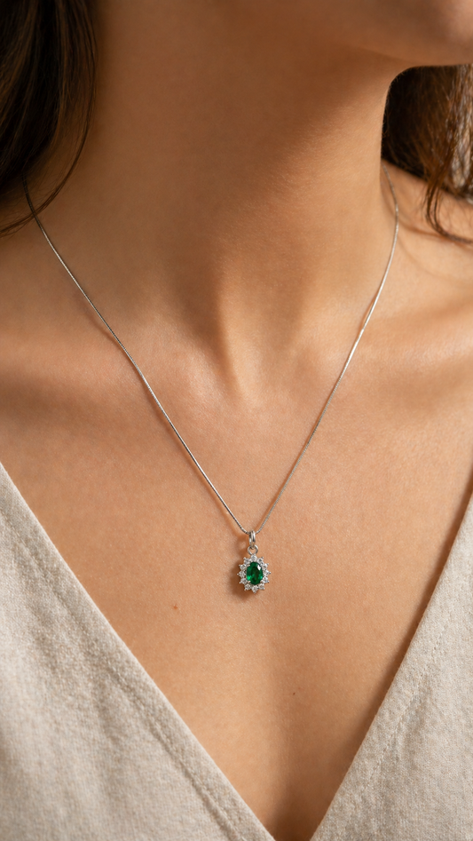 Emerald Necklace - 925 Silver