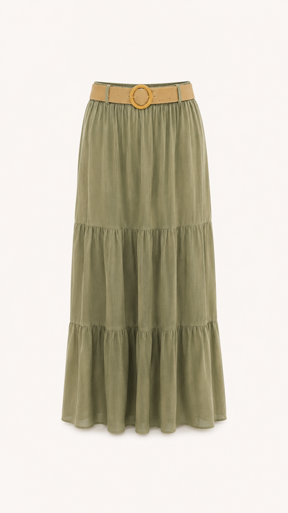Alma - Belted Maxi Skirt