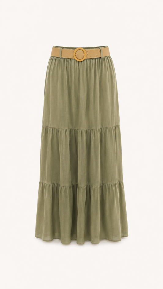 Alma - Belted Maxi Skirt