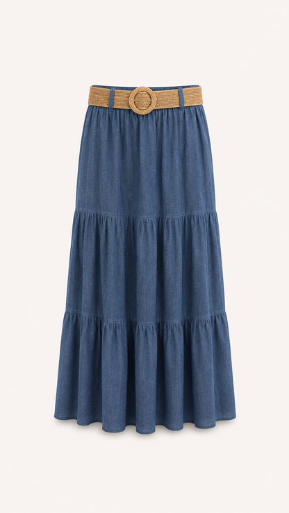 Alma - Belted Maxi Skirt